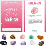 4E's Novelty 30-Pack Valentines Cards with Rock Gems – Natural Crystal Cards for Kids' Gifts