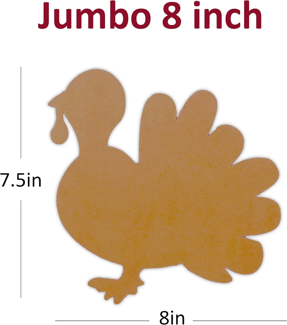 24 Pack Blank Foam Turkey Craft - Large 8" Foam Turkey Cutouts