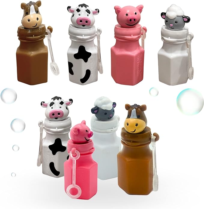 Farm Animals Bubbles 24 Pack - Barnyard Farm Animal Bubbles Party Favors with Wands Includes - Horse, Sheep, Pig and Cow by 4E's Novelty