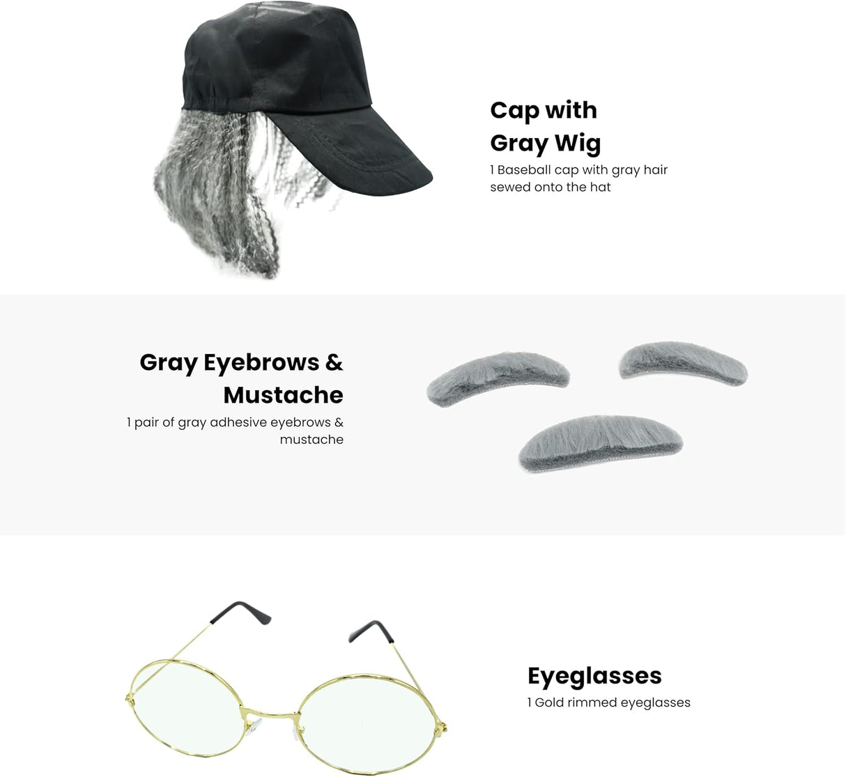 4E's Novelty Old Man Costume Kit for Kids – Perfect for 100th Day of School and Halloween