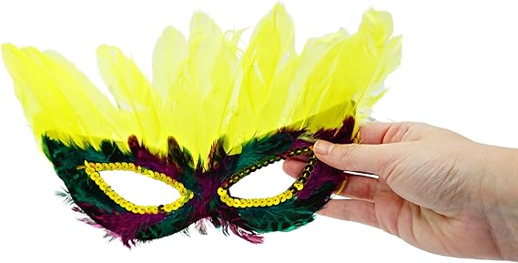 4E's Novelty 12-Pack Feathered Mardi Gras Masks for Adults Masquerade Accessories