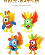 12 Pack Bulk Thanksgiving Monster Turkey Crafts for Kids