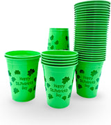 4E's Novelty 50 Pcs St. Patrick's Day Party Cups – Shamrock 16 Oz Disposable Plastic Cups for Events