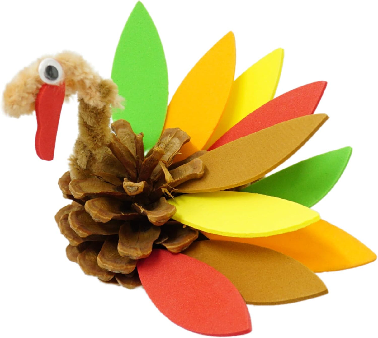 12 Pack Pinecone Turkey Craft Kit - DIY Thanksgiving Crafts for Kids & Adults