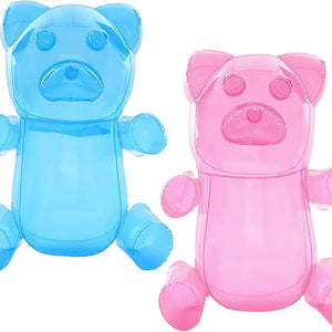 2 Inflatable Gummy Bear (Color May Vary) 24" Huge Gummy Bears for Kids, Candyland Party Decorations for Girls, Birthday Party Favors, Lollipop Two Sweet Theme Birthday Party Supplies Pool Float Toys