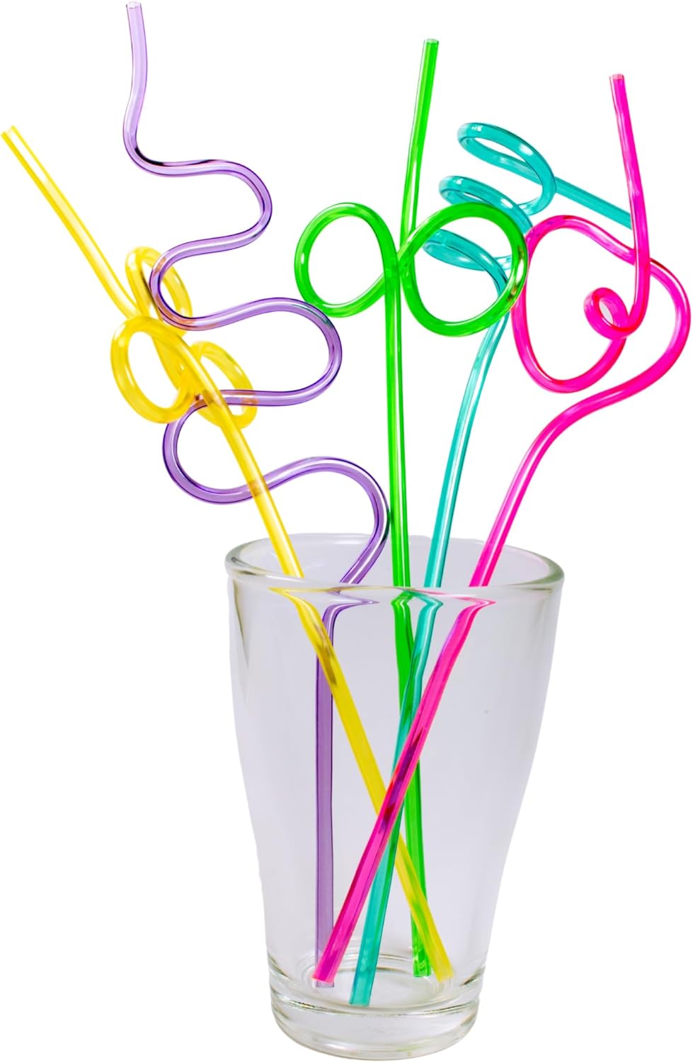 4E's Novelty 24 Pcs Reusable Twisty Straws – Colorful BPA-Free Crazy Straws for Kids & Adults