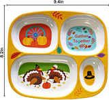 Set of 4 Fall Thanksgiving Melamine Dinnerware Sets for Kids - BPA-Free, Reusable, Dishwasher Safe