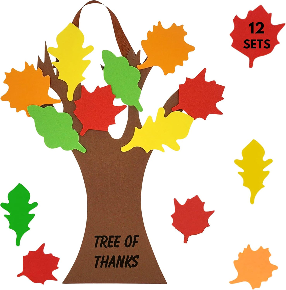 Thankful Tree Craft Kit 12-Pack, Foam, Self-Adhesive - 11” Tree of Thanks for Kids Ages 4-8