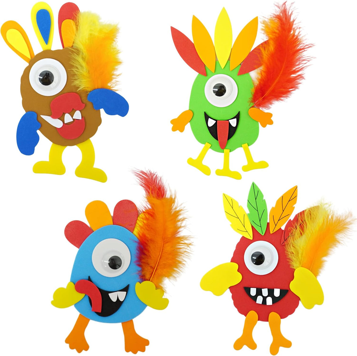 12 Pack Bulk Thanksgiving Monster Turkey Crafts for Kids