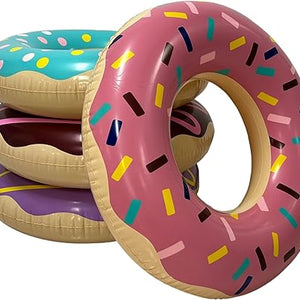 Donut Pool Floats Kids & Adults 30" (4 Pack) Floaties for Swimming Pool, Donut Inflatables for Party Decorations & Props by 4E's Novelty