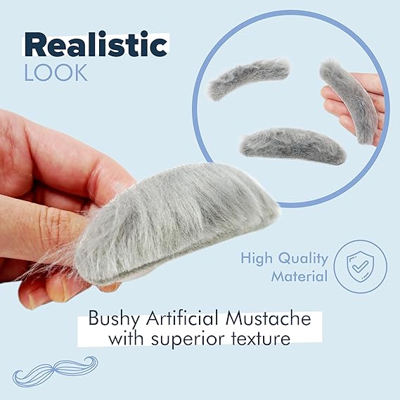 4E's Novelty Fake Mustache & Eyebrows – Old Man Costume Accessory for 100th Day of School