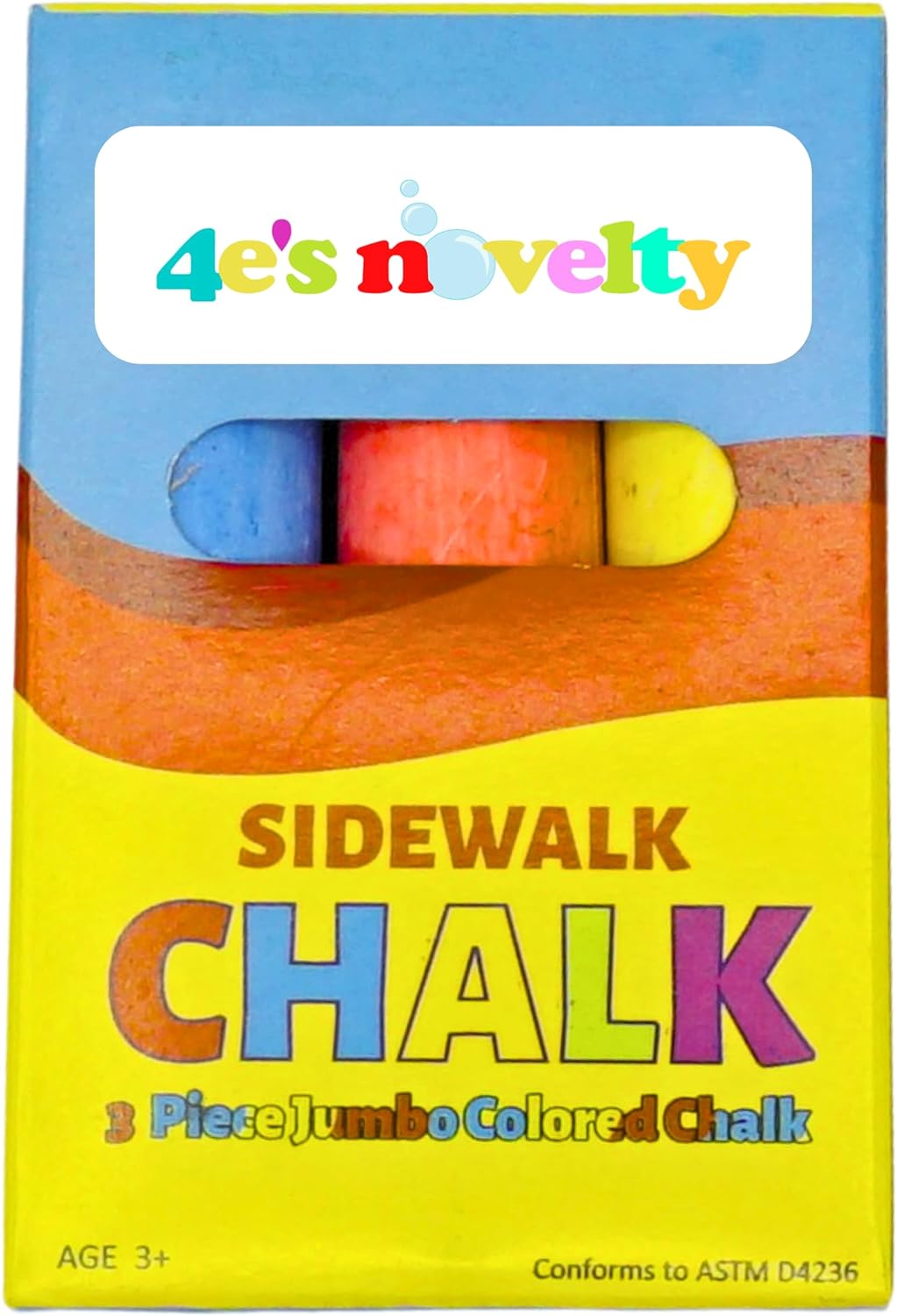 Jumbo Chalk for Kids, 3 pcs per pack , Non-Toxic Sidewalk Chalk Bulk Pack, Ideal for Toddlers 1-3