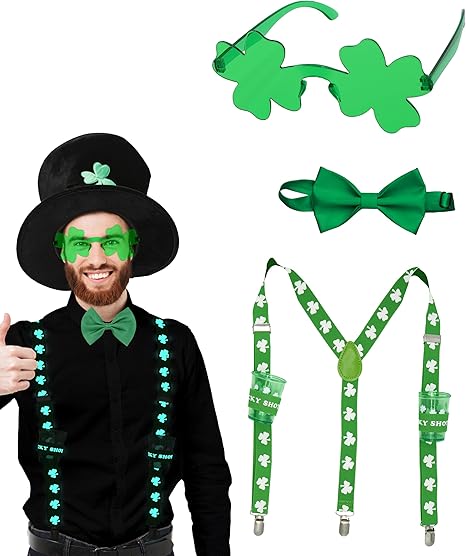 4E's Novelty St. Patrick's Day Glow Accessories Set – Fun Leprechaun Costume for Men & Women