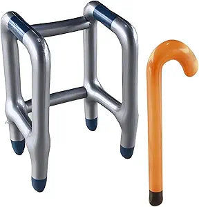 4E's Novelty Inflatable Walker & Cane Set – Old Man Costume Accessories & Gag Gift for Kids & Adults