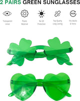 4E's Novelty Set of 2 Green Sunglasses for Adults - Shamrock & Heart Shaped St. Patrick's Day Party Accessories