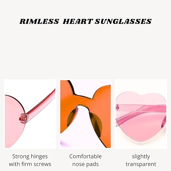 4E's Novelty 2-Pack Heart Sunglasses for Women – Cute Accessories for Valentine’s or Mardi Gras