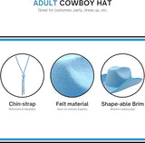 4E's Novelty Cowboy Hat for Women & Men, Felt Cowgirl Hat for Adults, Western Party Dress Up Accessories (Light Blue)