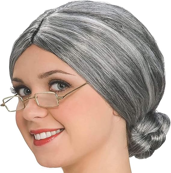 4E's Novelty Old Lady Costume – 5-Pc Grandma Dress-Up Set for Girls’ 100th Day of School