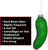 4E's Novelty Blown Glass Pickle Ornament - Christmas Pickle Decoration, 4’’ Pickle Ornaments for Christmas Tree & Pickle Ornament in Transparent Green