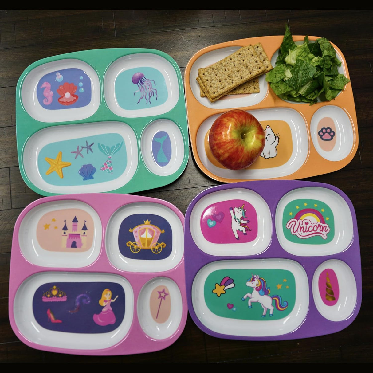 4E's Novelty Durable Kids Dinnerware Set – Boys Plates with Fun Designs, Portion Control & Utensils