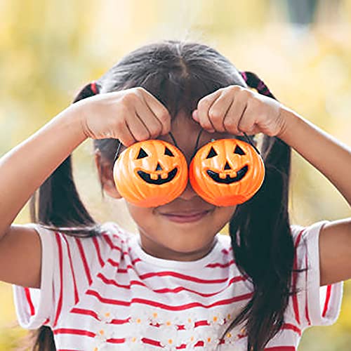 4E's Novelty Mini Pumpkin Buckets Bulk - 24 Halloween Pumpkin Treat Pail, 2.5" Cute Plastic Pumpkins Candy Bucket For Halloween Goodies & Decor