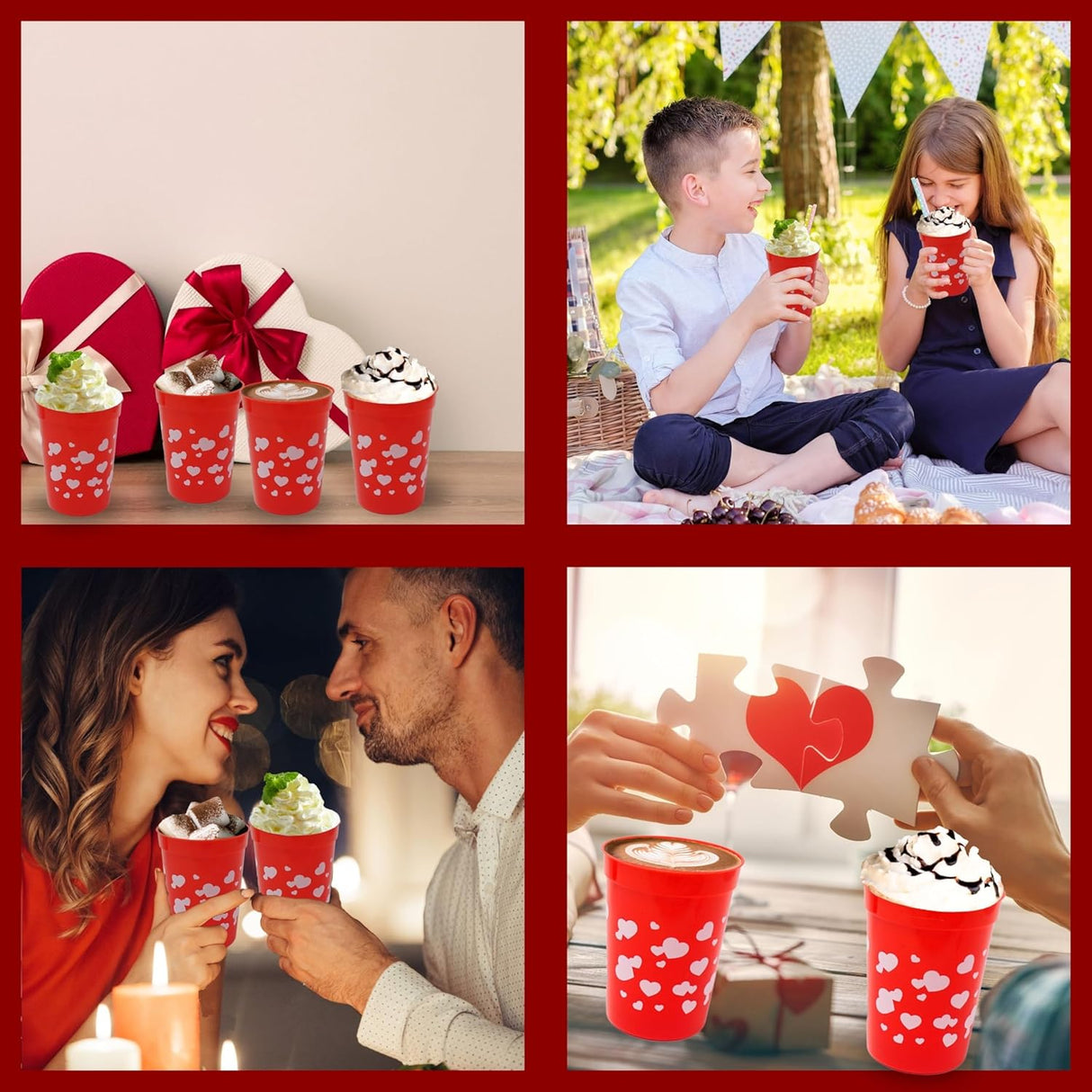 4E's Novelty 12-Pack Valentine Reusable Cups – BPA-Free 8oz Kids’ Party Favors for Classroom