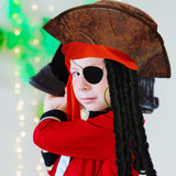 3 Pcs Pirate Set - Pirates of the Caribbean Collection - Eye Patch, Captain Hat Pirate Accessories, Pirate Costume for Kids and Men