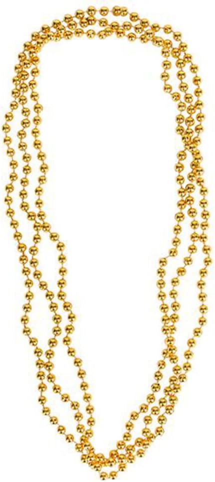 4E’s Gold Bead Necklaces 72 Pack - Mardi Gras, Parade Throws, St. Patrick’s Day, New Year’s Eve & Pirate Costume Accessories