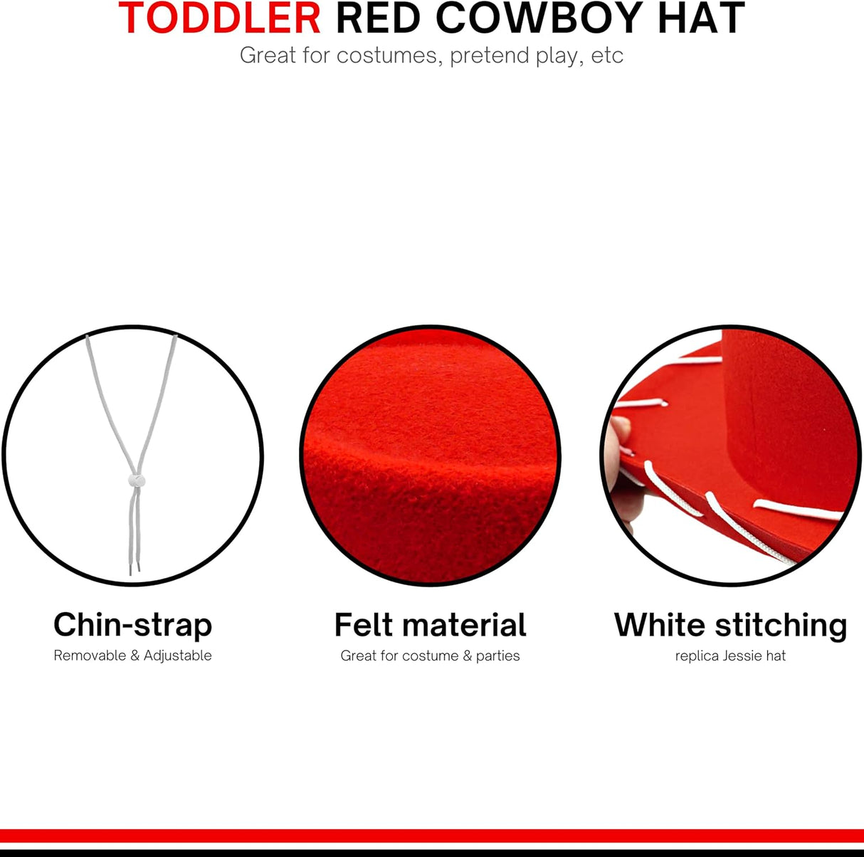 4E’s Novelty Red Toddler Cowgirl Hat - Boys & Girls Red Cowboy Hat for Halloween Costume for Toddler Cowboy Outfit, Ages 3-6