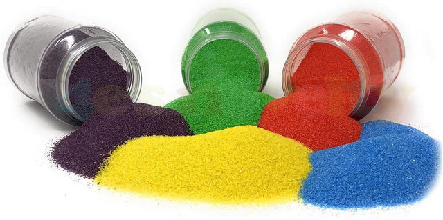 12 vibrant colors of non-toxic sand for sand art, sand play, and crafting. Includes 22 oz bottles and a storage container. Great for kids and adults!