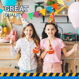 4E's Novelty Construction Cone Cups – 8-Pack 10oz Plastic Cups with Lid & Straws, Perfect for Kids Construction Theme Parties