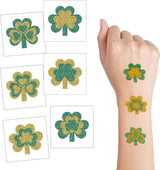 4E's Novelty Glitter Shamrock Tattoos – 24 Pack St. Patrick’s Day Party Accessories for Kids & Adults