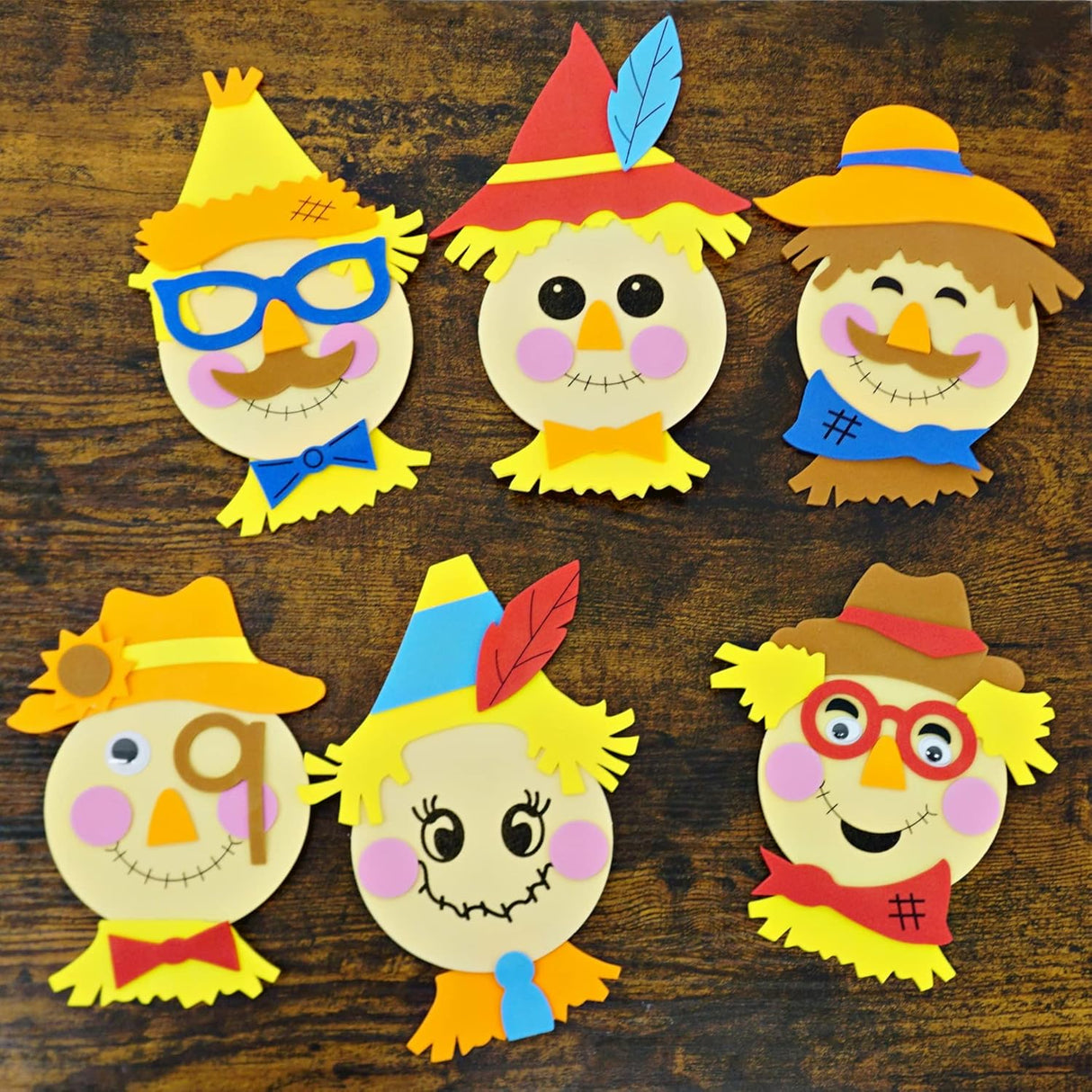 12 Pack Scarecrow Crafts for Kids - Thanksgiving Scarecrow Decor