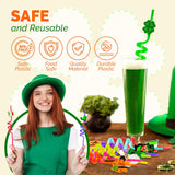 4E's Novelty St. Patrick's Day Party Straws – 24 Reusable Shamrock Straws for Kids & Adults