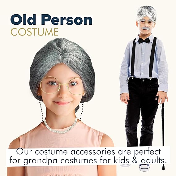 4E's Novelty Gold Round Glasses – Old Man Granny Glasses for Kids’ 100th Day of School Costume