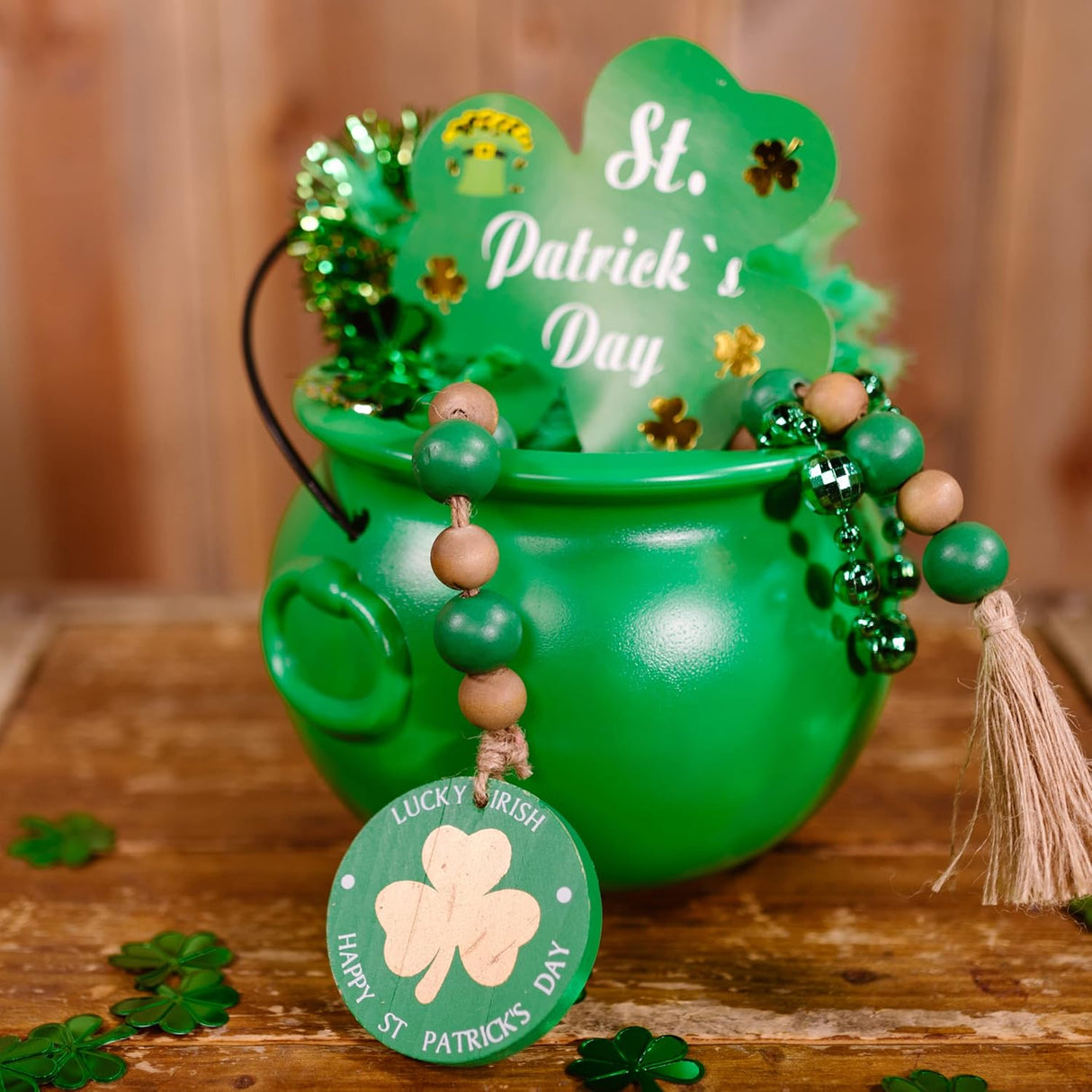 4E's Novelty 8" St. Patrick's Day Pot of Gold Decoration – Plastic Bucket with Handle for Party Decor