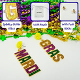 4E's Novelty Beaded Dangle Earrings for Women – Festive Mardi Gras Fashion Jewelry