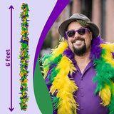 4E's Novelty 2-Pack Mardi Gras Feather Boas – 6 Ft Long Costume Accessories