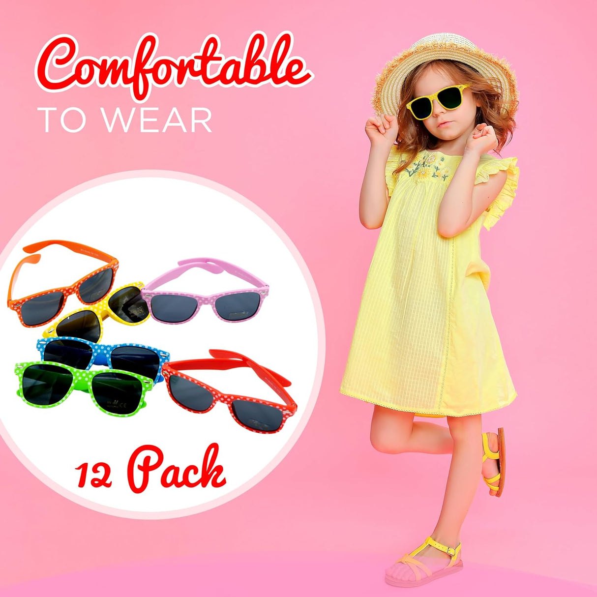 Kids Sunglasses - Cool and Fun Party Favors for Kids, Neon Sunglasses for Boys and Girls Ages 4-12