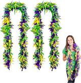 4E's Novelty 2-Pack Mardi Gras Feather Boas – 6 Ft Long Costume Accessories