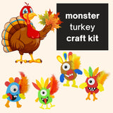 12 Pack Bulk Thanksgiving Monster Turkey Crafts for Kids