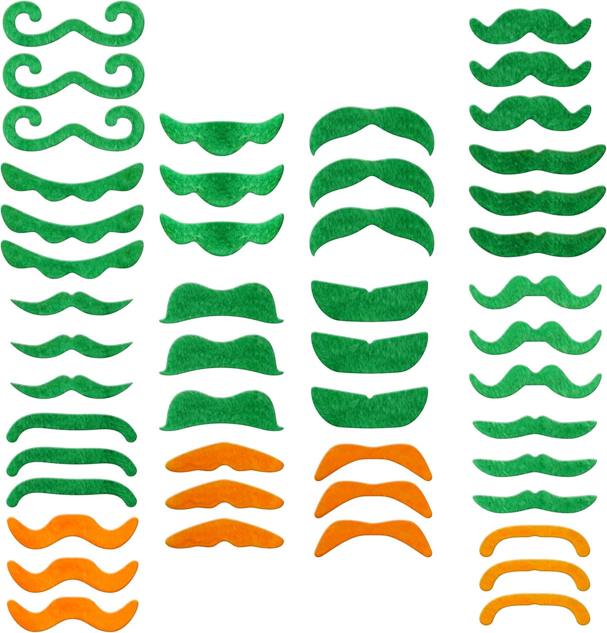 4E's Novelty 48-Pack St. Patrick's Day Mustache Set – Fun Green & Orange Self-Adhesive Accessories