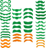 4E's Novelty 48-Pack St. Patrick's Day Mustache Set – Fun Green & Orange Self-Adhesive Accessories