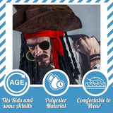 4E's Novelty 3 Pcs Set Pirate Hat with Dreadlocks Adult Size - Tricorn Pirate Hat - Caribbean Pirate Costume Accessories for Men Women & Kids Dress Up