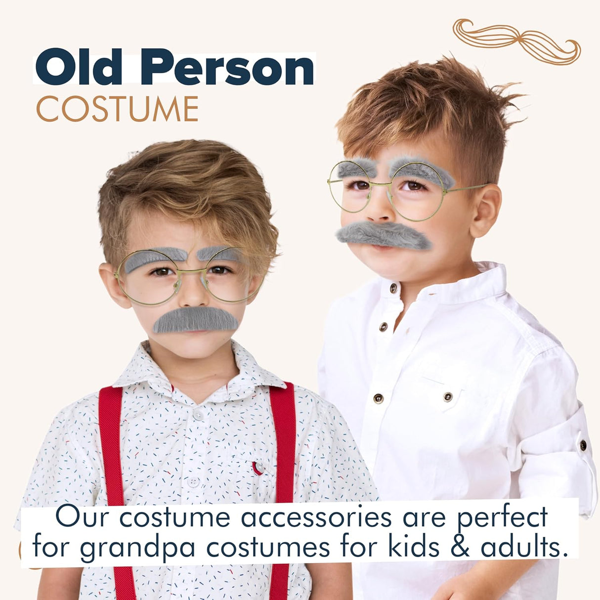 4E's Novelty Old Man Costume Accessories Set for Kids, Perfect for 100 Days of School and Halloween