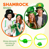 4E's Novelty St. Patrick's Day Party Straws – 24 Reusable Shamrock Straws for Kids & Adults