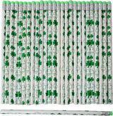 4E's Novelty St. Patrick's Day Pencils – 30-Pack Green & White Shamrock Pencils for Party Favors