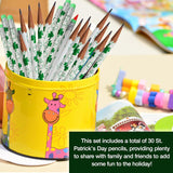 4E's Novelty St. Patrick's Day Pencils – 30-Pack Green & White Shamrock Pencils for Party Favors