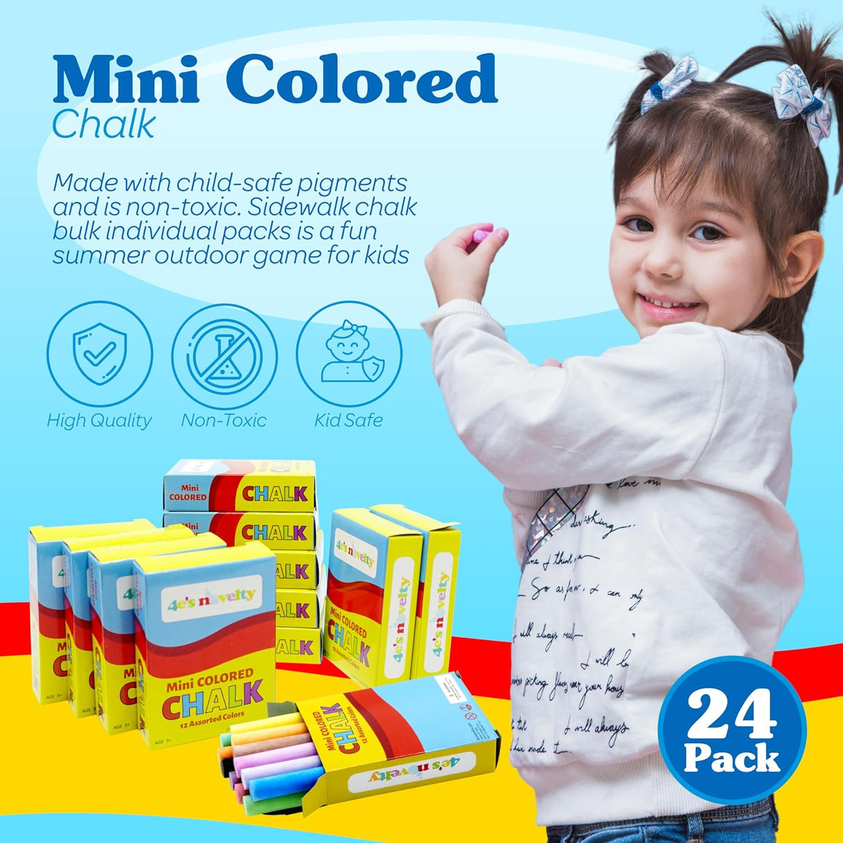 Mini Chalk Set - Sidewalk Chalks for Kids, Crayola Chalks Party Favors - 24 pcs per pack