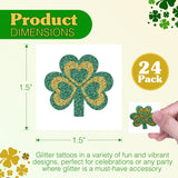 4E's Novelty Glitter Shamrock Tattoos – 24 Pack St. Patrick’s Day Party Accessories for Kids & Adults